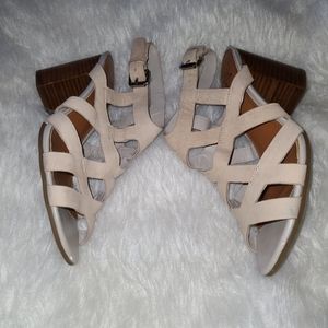 Marc Fisher S. 6.5 Tan Suede Leather Heel Sandals